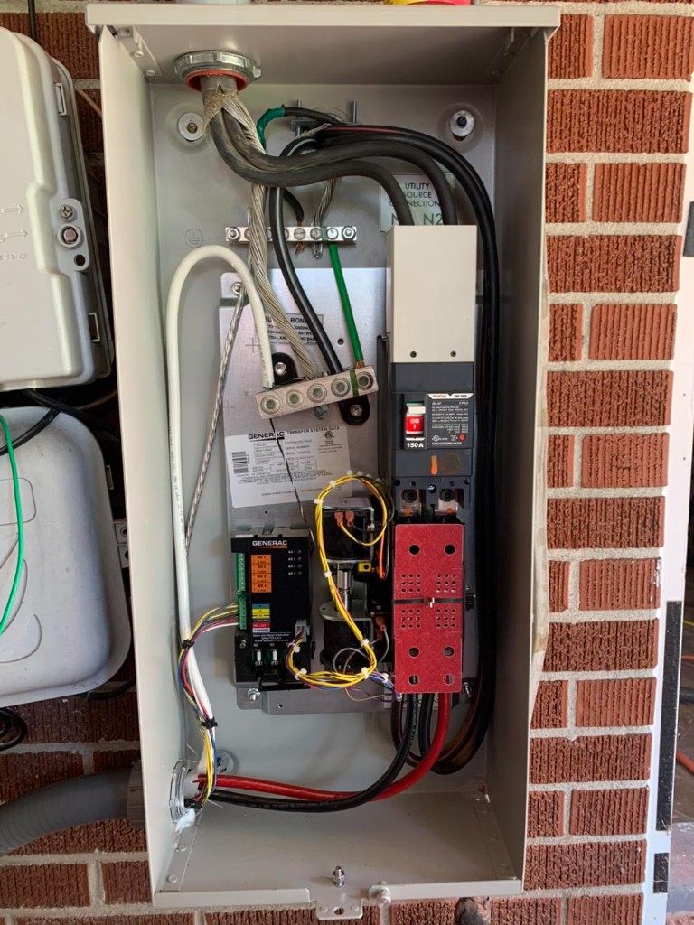 Open Generac automatic transfer switch interior wiring