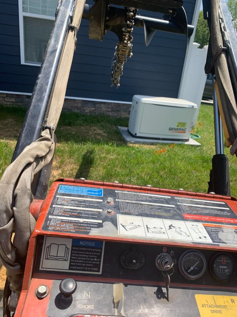 Standby generator install viewed from job equipment