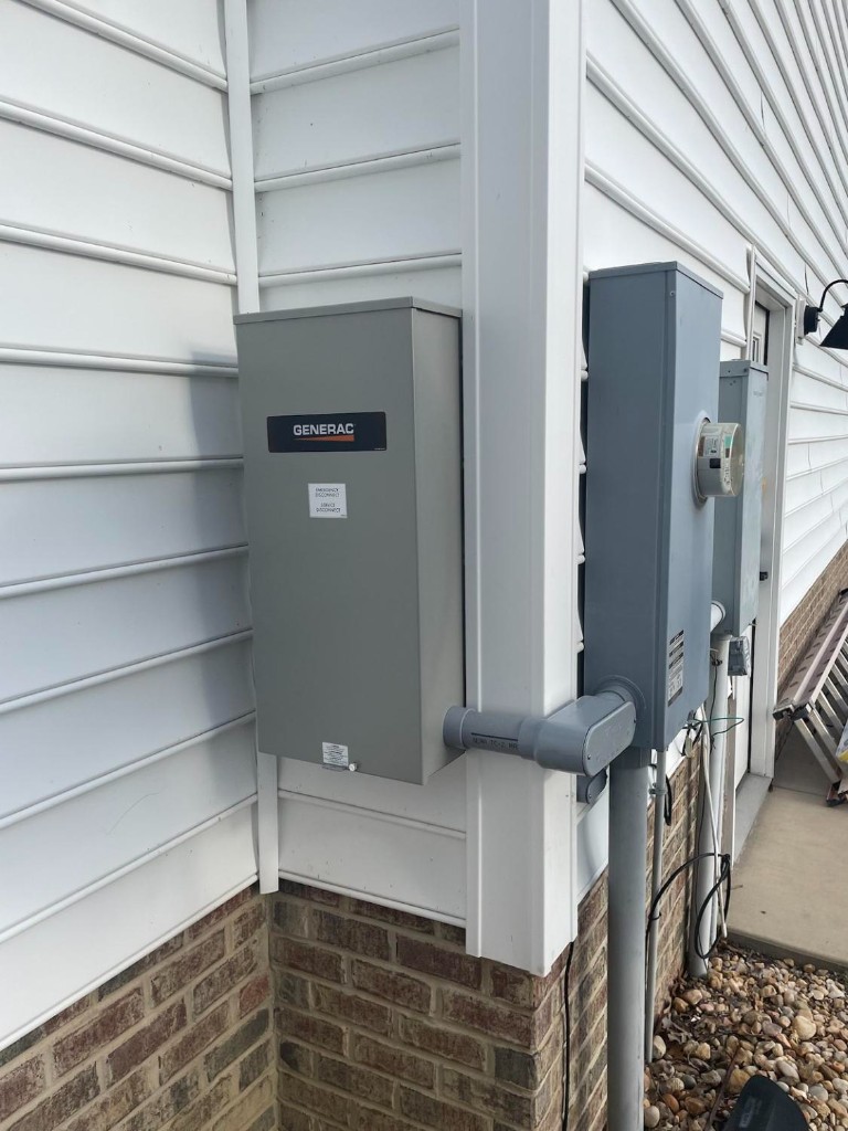 Outdoor Generac emergency disconnect on home exterior